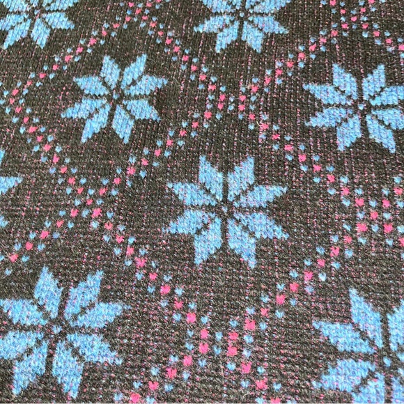 Snowflakes blue FAIR ISLE Black purple WOOL Sweater Geometric mens Medium 90s M - Picture 11 of 13